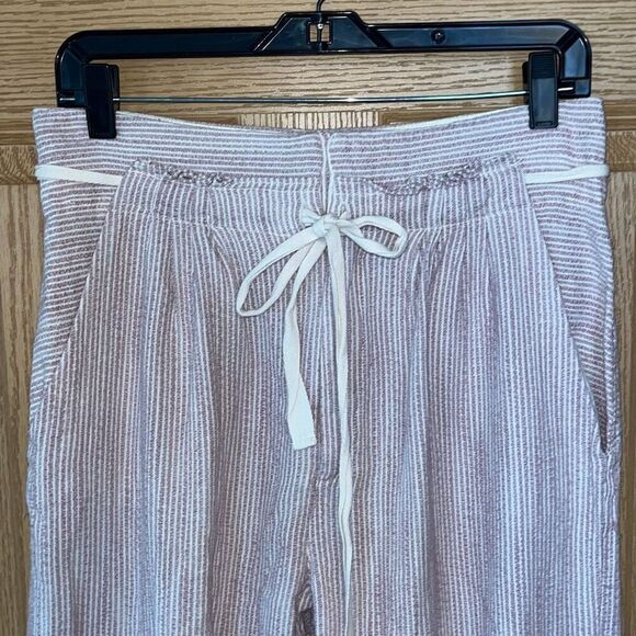 Free People Caraway Light At Sunrise Pink Stripes Cotton Pants Sz 4 - Picture 4 of 7